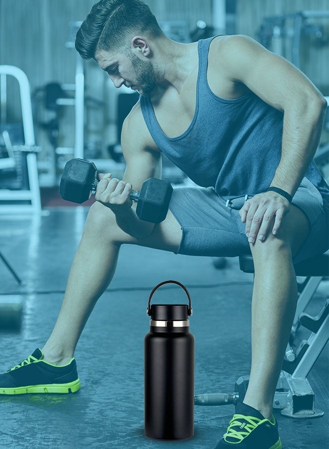 ROEIEIS Water Bottle, Insulated Stainless Steel Flask for Hot & Cold Drinks, Leakproof & Non-Spill Wide Mouth Flex Lid, Reusable & Refillable Sports Bottle - Image 2