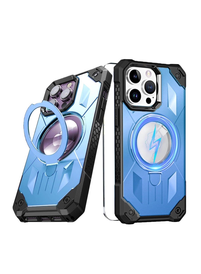 Captaintech SYOSI Phone Case Compatible with iPhone 14 Pro Max, with Magnetic Ring Stand for MagSafe Charging, Air Bag Protective Cell phone Cover, with 1pcs Screen Tempered Glass Film - Image 1