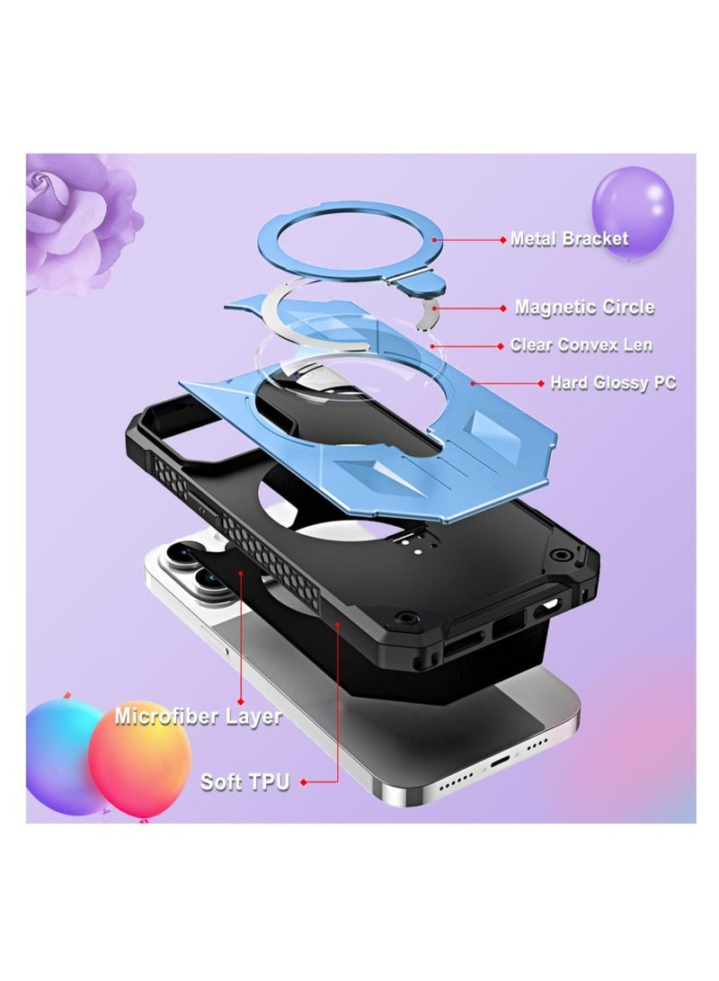 Captaintech SYOSI Phone Case Compatible with iPhone 14 Pro Max, with Magnetic Ring Stand for MagSafe Charging, Air Bag Protective Cell phone Cover, with 1pcs Screen Tempered Glass Film - Image 2