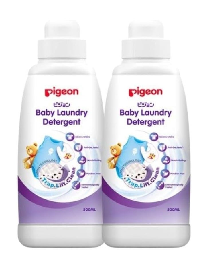 Pigeon Liquid Laundry Detergent for Baby Clothes, Anti Bacterial,Paraben Free, Cleans Stain 500 ml, (Twin Pack) - Image 1