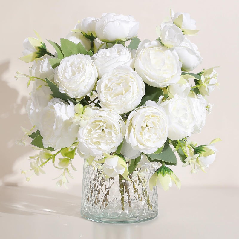 Luyue 2 Packs Peonies Artificial Flowers Vintage Faux Peony Bouquet Fake Flower for Vase Silk Floral Arrangements for Table Centerpiece Wedding Decoration Indoor Home Decor - Image 1