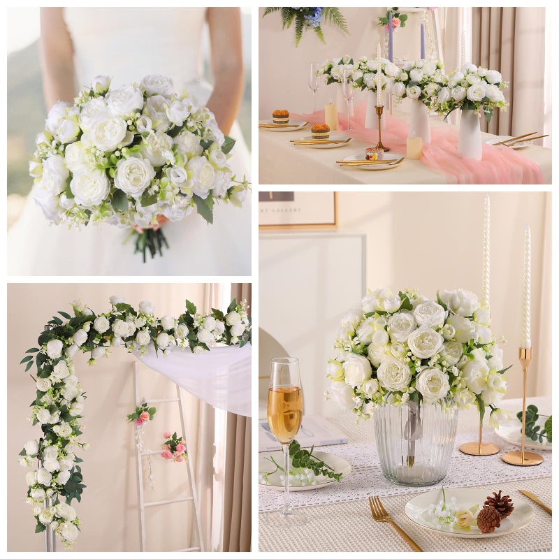 Luyue 2 Packs Peonies Artificial Flowers Vintage Faux Peony Bouquet Fake Flower for Vase Silk Floral Arrangements for Table Centerpiece Wedding Decoration Indoor Home Decor - Image 4