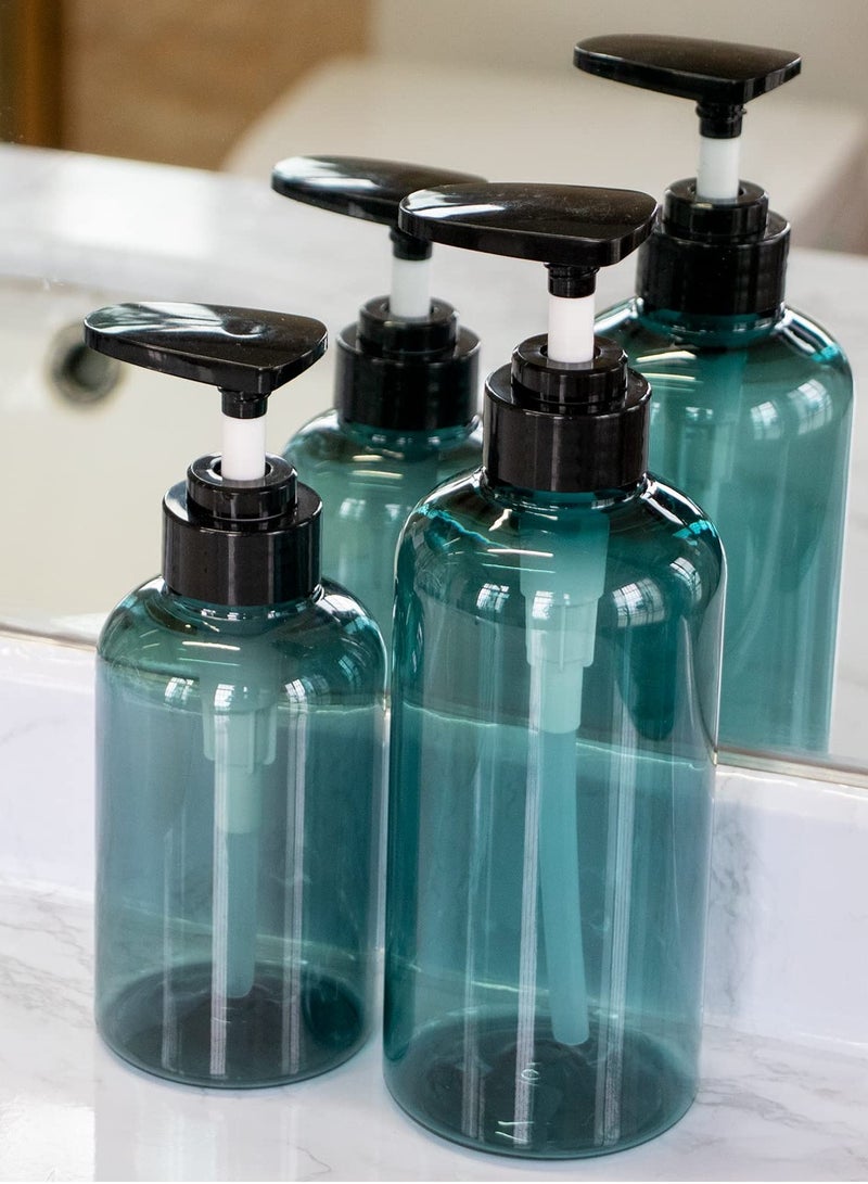 SOLARAE 2PCS 10oz Plastic Shampoo and Conditioner Dispenser Bottles with Pump, Plus 2 Pack 16oz Refillable Empty Shower Bottles for Body Wash (4PCS Total) - Image 3
