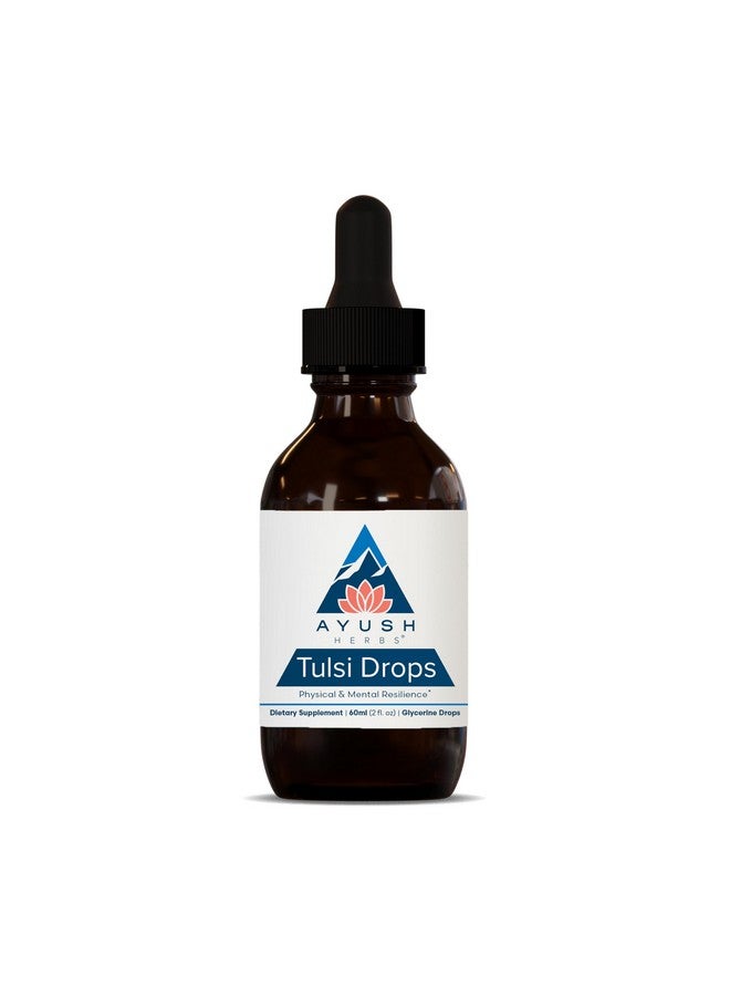 Ayush Herbs Tulsi Drops - Alcohol-Free Tulsi Drops, Holy Basil Gylcerite, Natural Immune-Support Drops for Kids & Adults, Calm & Focus Booster - 2 Fl Oz (80 Servings) - Image 1