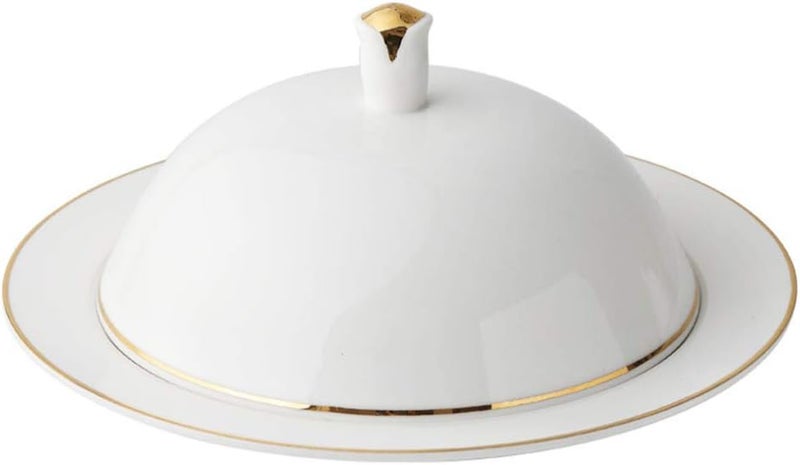 DOITOOL 8 Inch Ceramic Serving Platter with Lid White Porcelain Dinner Platters Ceramic Dessert Plate with Lid Fruit Salad Plate Cake Plate Appetizer Serving Plate for Food Steak Pasta Sushi Dinner Party - Image 1