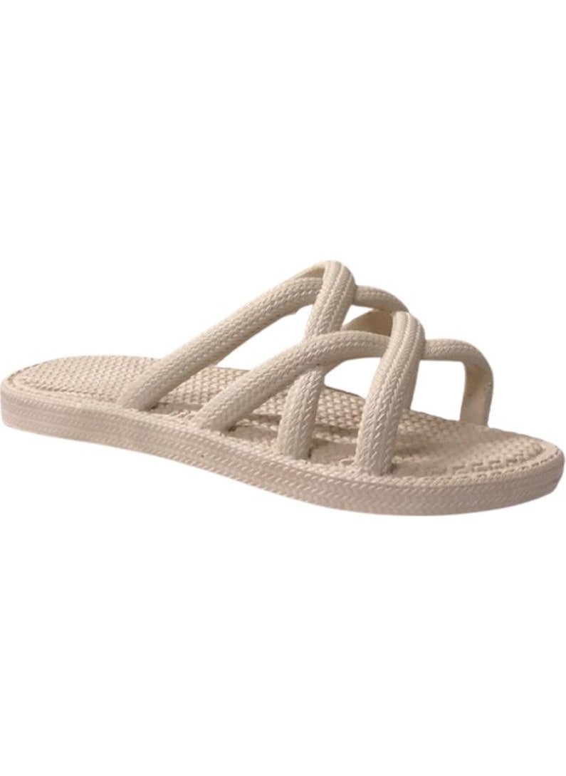 Gezer 12494 Cream Women's Anti-Slip Knitted Slippers  - Image 1