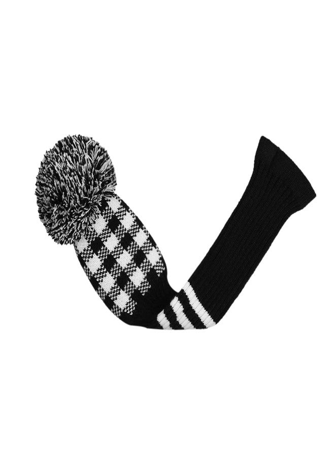 Scott Edward Mix and Match Knit Golf Club Covers with a Cute Pom Pom Set of 3 Driver Head Cover 1 Fairway Headcover 1 and Hybrid/UT Cover 1 The Best Color Combinations (Black Star Stripe) - Image 5