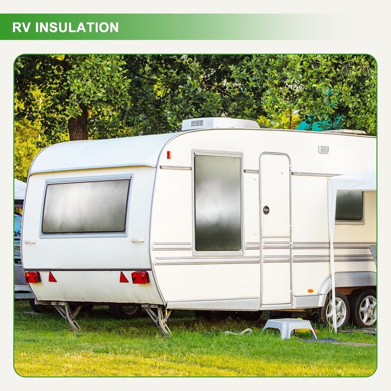 AGHITG عزل نافذة فقاعات عاكسة لحرارة الصيف، عاكس الشمس للنوافذ، لفافة عزل لنوافذ المركبات الترفيهية، مجموعة عزل نوافذ 24 بوصة (عرض) × 10 أقدام (طول)، تغطيات نوافذ المركبات الترفيهية. - Image 5