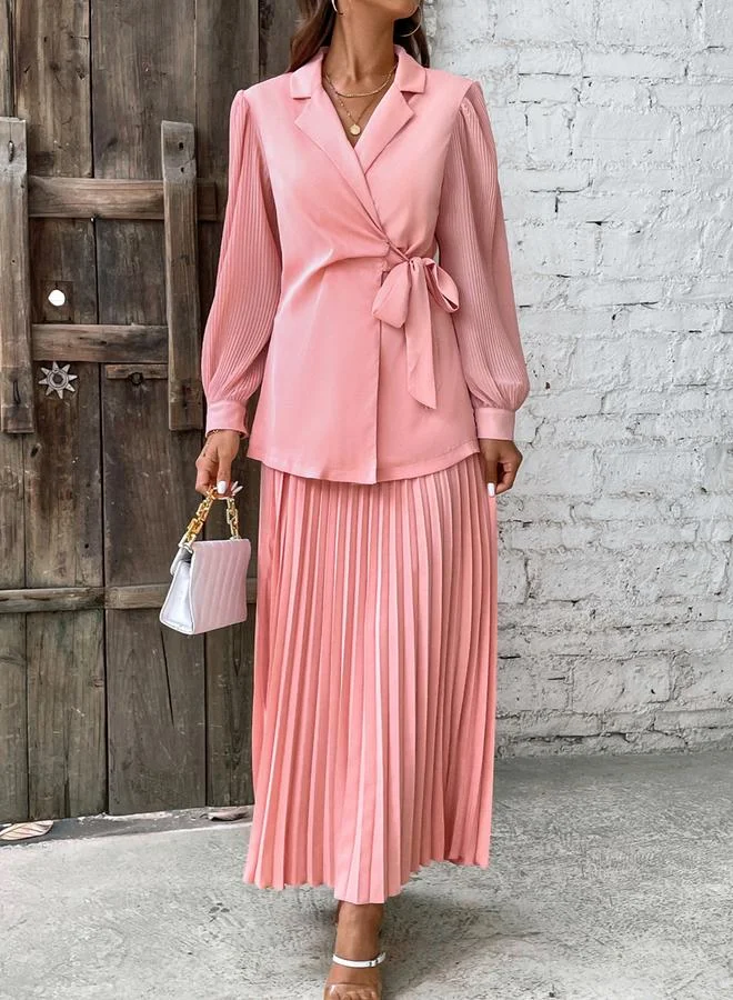 Take Two  Take Two Pink Wrap Blazer and Pleated Skirt Co-ords for Women | Best Price UAE