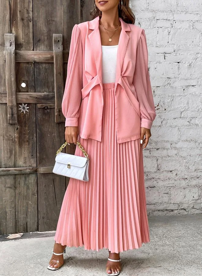 Take Two  Take Two Pink Wrap Blazer and Pleated Skirt Co-ords for Women | Best Price UAE