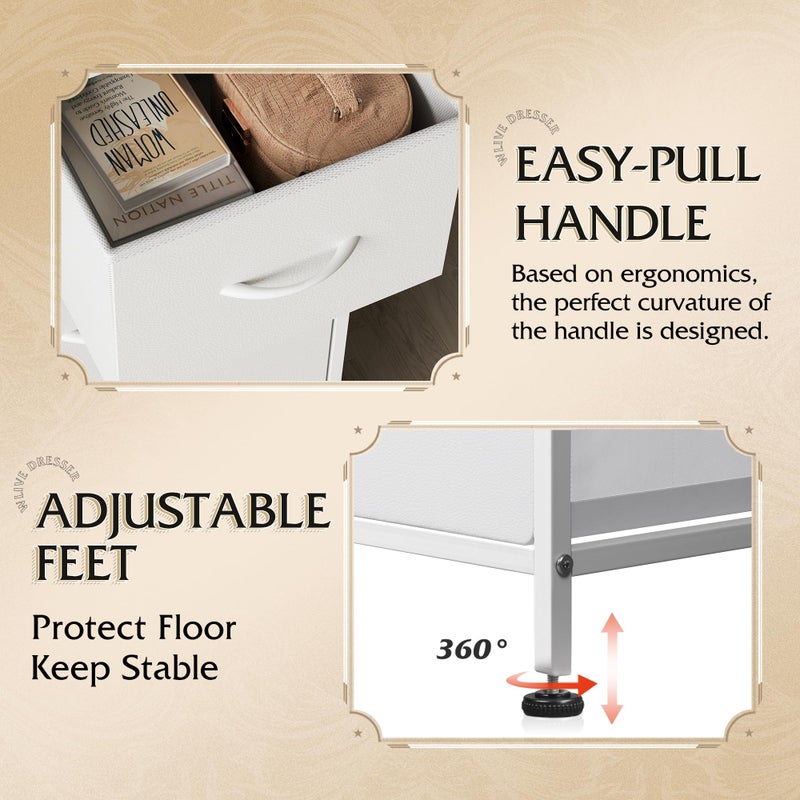 WLIVE Dresser for Bedroom with 5 Drawers, Wide Chest of Drawers, Fabric Dresser, Storage Organization Unit with Fabric Bins for Closet, Living Room, Hallway, White - Image 5