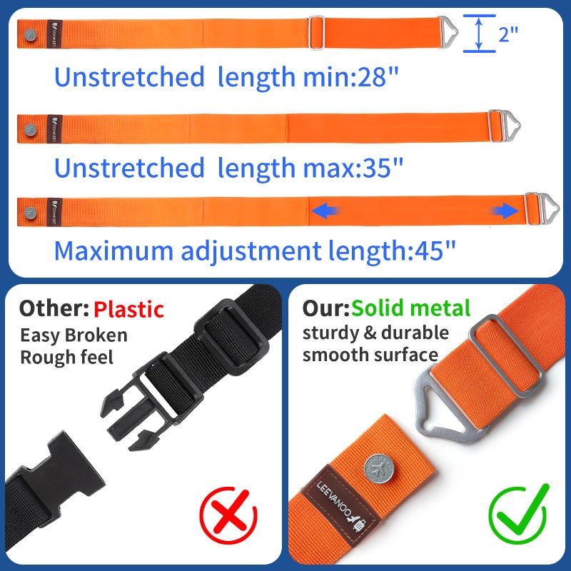 leevanoo Luggage Straps for Suitcases Add a Bag Luggage Strap,2-in-1 Travel Belt for Luggage Straps Travel Belt Over Handle for Carry On Bag Adjustable Suitcase Belts Airport Travel Accessories Orange - Image 4