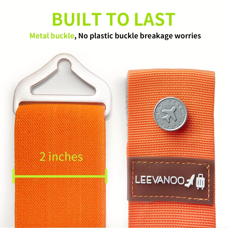 leevanoo Luggage Straps for Suitcases Add a Bag Luggage Strap,2-in-1 Travel Belt for Luggage Straps Travel Belt Over Handle for Carry On Bag Adjustable Suitcase Belts Airport Travel Accessories Orange - Image 5