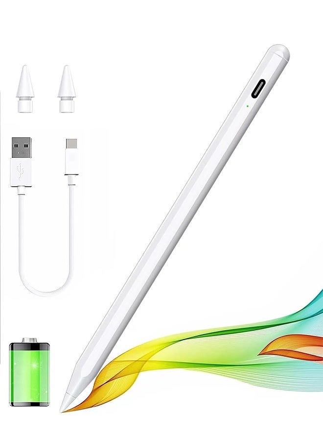 قلم لمس لأجهزة iPad، شحن سريع، خاصية منع اللمس العرضي، بلوتوث، قلم نشط لأجهزة iPad من الجيل الحادي عشر/العاشر/التاسع/الثامن/السابع/السادس، وiPad Pro مقاس 11/12.9 بوصة، وiPad Air الجديد 2025 مقاس 11 و13 بوصة (M3/2) من الجيل الخامس/الرابع/الثالث، وiPad mini من الجيل السادس/الخامس. - Image 1