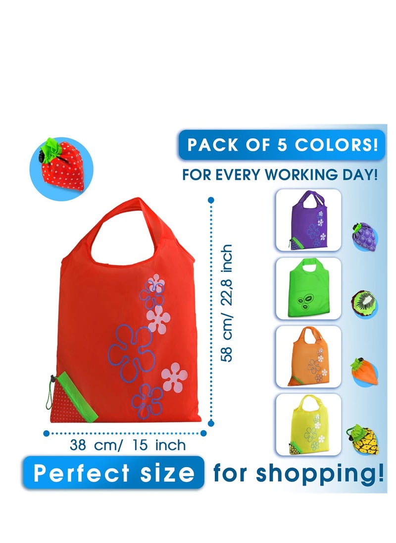 Generic Eco-Friendly Reusable Grocery Bags, 5 Pack Washable and Foldable Tote Bags for Shopping, Polyester Gift Bags  - Image 2