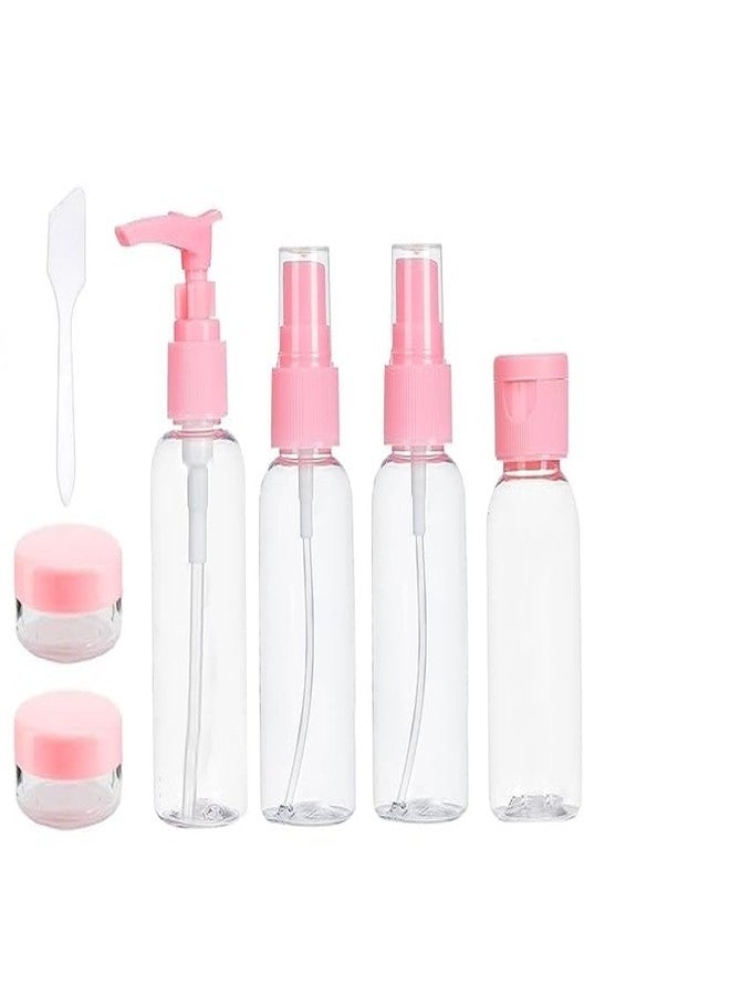 ROODILES Travel Bottles for Toiletries (6pcs) - Refillable Empty Mini Containers with Pouch (Pink Color) - Travelling Accessories & Essentials Kit Set for Shampoo, Cosmetics, and More - Image 1