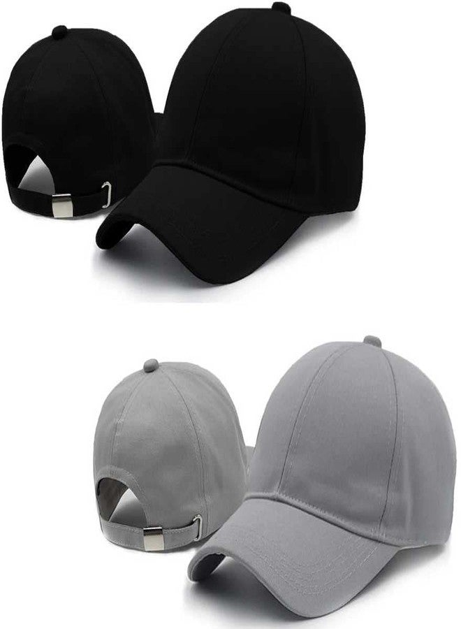 faas Plain Baseball Sport Cap for Men Boys & Women.Pack of 2 (Grey & Black) - Image 1