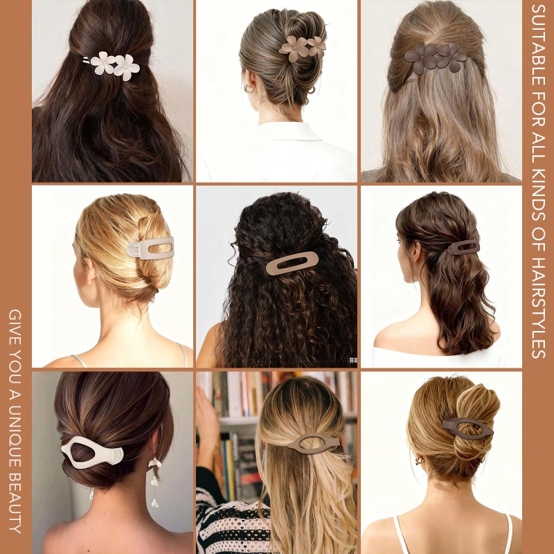 USDNICE 12 PCS Flat Hair Clips - 3 Styles Matte Flat Claw Clips Set Duckbill Barrettes for Women, No-Slip Strong Hold for Thin and Thick Hair, Hair Accessories for Girls Gift (Brown) - Image 5