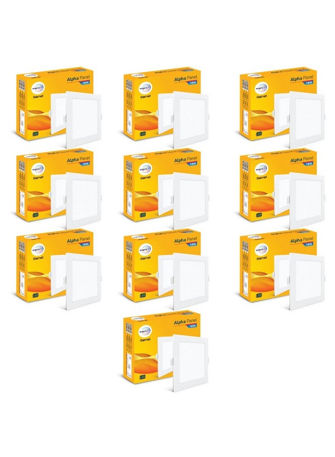 wipro Garnet 18W Square Led Alpha Panel | Neutral White Light (4000K) | Recessed Down Light for False Ceiling | Cutout - 159X159Mm | Pack of 10 - Image 1