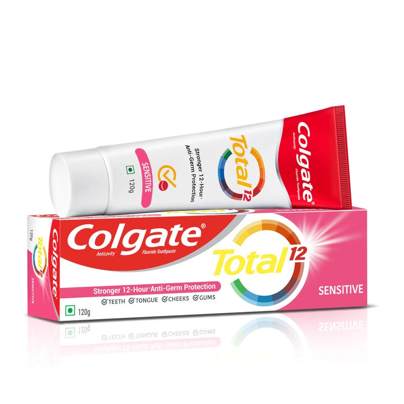 Colgate معجون أسنان كولجيت توتال سنسيتيف 120 جرام، معجون أسنان مضاد للبكتيريا، صحة الفم بالكامل، معجون الأسنان رقم 1 في العالم* لمكافحة الجراثيم - Image 1