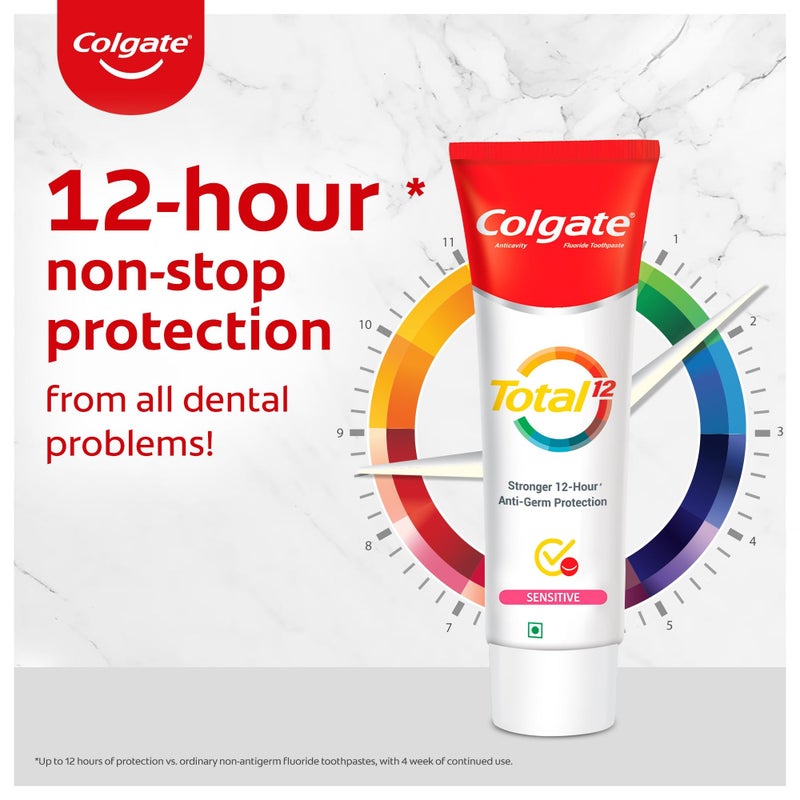 Colgate معجون أسنان كولجيت توتال سنسيتيف 120 جرام، معجون أسنان مضاد للبكتيريا، صحة الفم بالكامل، معجون الأسنان رقم 1 في العالم* لمكافحة الجراثيم - Image 4