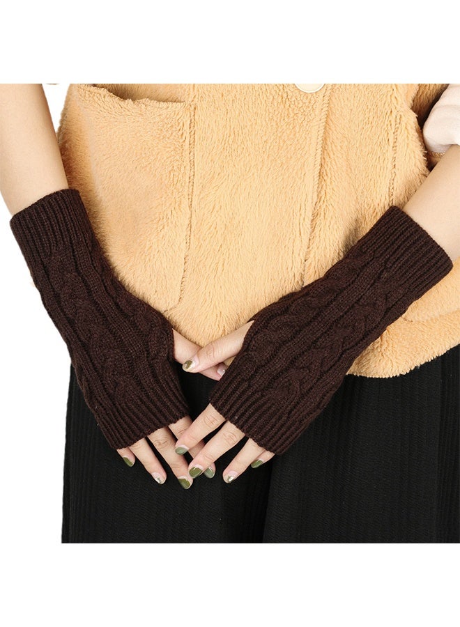 A Pairs of Winter Knit Gloves,Half Finger Gloves for Women Men,Knit Gloves Winter Stretchy Gloves for Winter Outdoor Sports,Half Finger Knit Winter Mittens  for Driving Cycling - Image 5