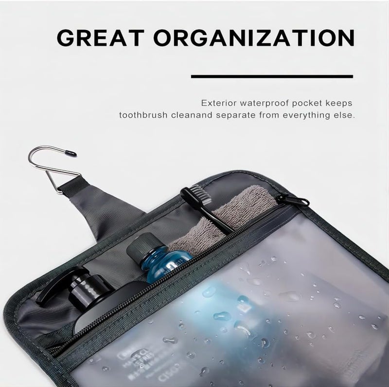 BANGE Travel Toiletry Bag, Large Hanging Toiletry Bag, Foldable Travel Bag Waterproof Wash Bag for Business Trip, Vacation Makeup Bag - Image 3