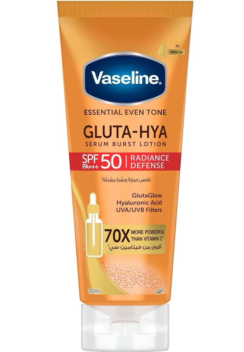 Vaseline Gluta-Hya Serum Burst Lotion, Radiance Defense, SPF 50 PA+++ 180ml - Image 1