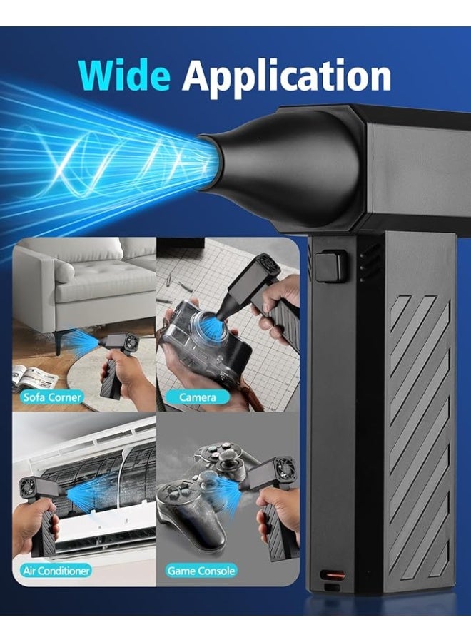 Super Powerful Electric Air Duster, 130,000 RPM Cordless Rechargeable Jet Blower with 4 Adjustable Gears and Brush Set for Keyboard, PC, Car, Home - Image 3