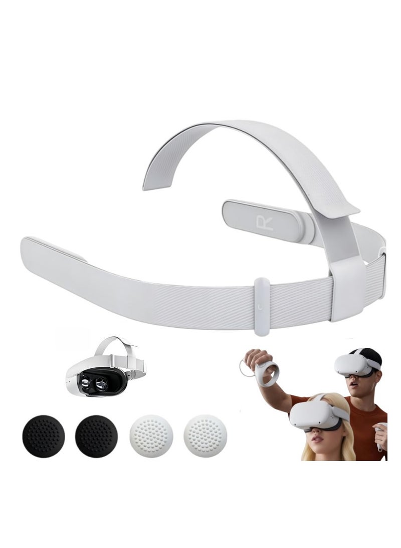 For Oculus/Meta Quest2 Adjustable Head Strap Replacement + VR Controller Thumb Grip Caps Kit - Image 5