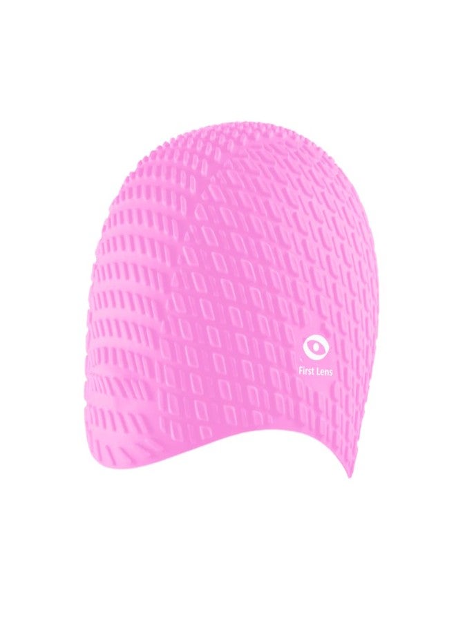 First Lens Squre Swimming Cap for Men & Women Unisex boy & Girls Silicone, Long Hair, Short Hair Easy fit - Purple - Image 1