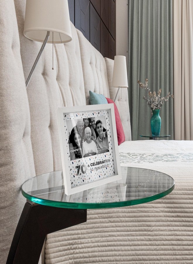 شركة بافيليون جيفت شركة بافيليون للهدايا - 70 احتفال لا يُنسى - صندوق عرض مربع 7.5 بوصة، إطار صور 4 × 6 بوصة، حامل صور تذكارية، زينة لحفلة عيد الميلاد السبعين، ديكور منزلي عصري، هدية مميزة - Image 2