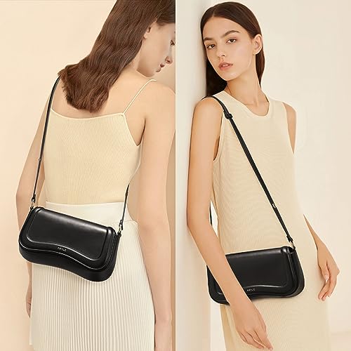 Keyli حقيبة كايلي للكتف للنساء حقائب كروس بودي ميني ريترو كلاسيكية حقيبة يد مقاومة للماء جلد نباتي كلتش توت هوبو حقائب مصممة بحزام قابل للتعديل أسود - Image 2