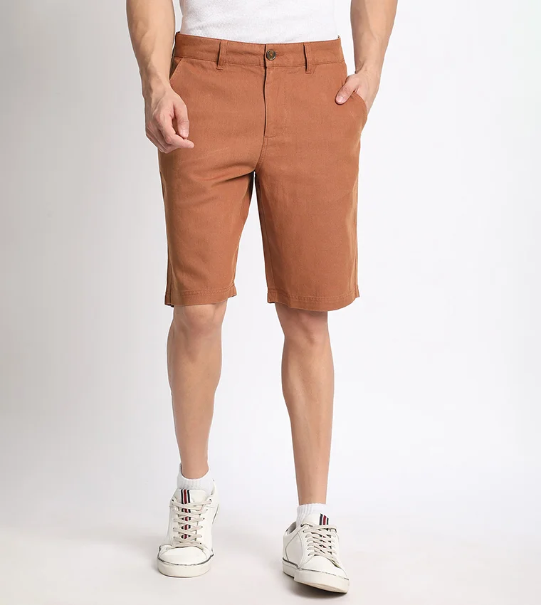 BEVERLY HILLS POLO CLUB Solid Mid-Rise Chino Shorts
