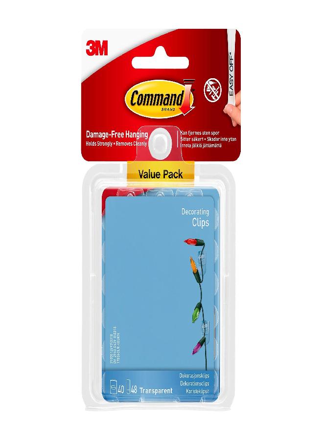 Command Plastic 17026CLR-VP Decorating Clips, 40, Clear, Count - Image 1