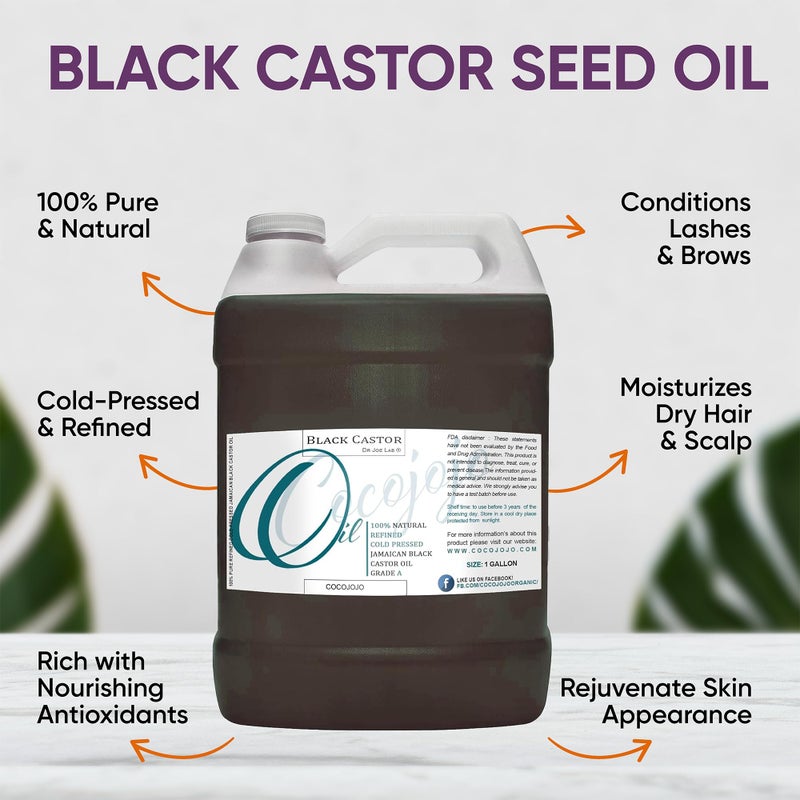 Dr Joe Lab Jamaican Black Castor Seed Oil 128 oz Pure Natural Black Castor Oil Partially Refined Cold Pressed JBCO 1 Gallon - for Hair Skin Body Eyebrow Eyelash - Moisturizing & Nourishing - Image 2