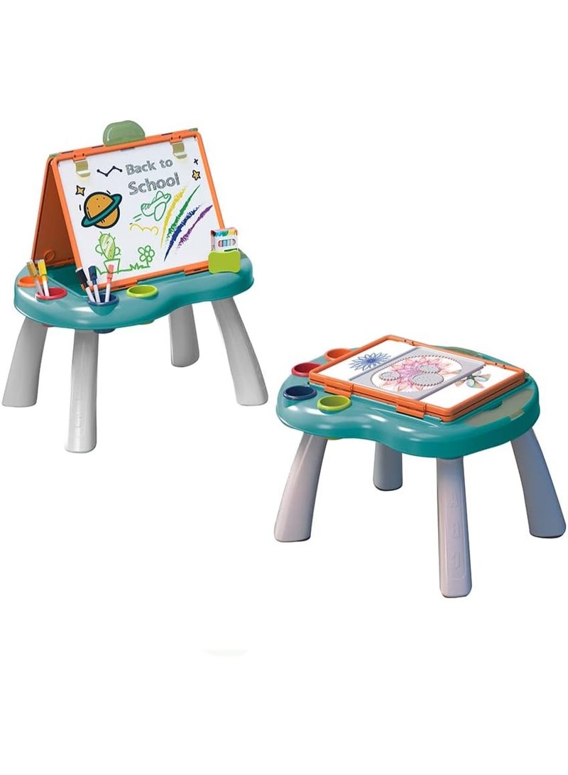 متجر 7 طاولة رسم وتلوين للأطفال مع سبورة مزدوجة الجهتين وأدوات رسم – سبورة تعليمية للأطفال طاولة فنية للتعليم والتسلية – سبورة أطفال مغناطيسية للتعليم والرسم – مناسبة للبنات والأولاد - Image 1