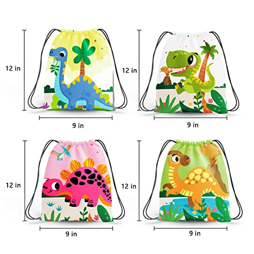 PADELO 12 Pack Dinosaur Party Supplies Favors Drawstring Bags for Kid’s Birthday as Loot and Goodie bags for Gifts Candy and Snacks School Travel Toy Storage Bag - Image 2