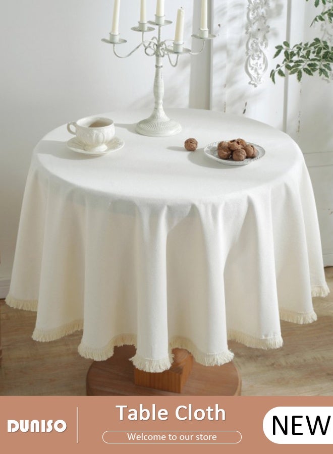 DUNISO أغطية طاولات دائرية من بوليستر، أقمشة طاولات قابلة للغسل، أغطية طاولات لغرفة الطعام، المطعم، الحفلات والمطبخ 120 سم - Image 1