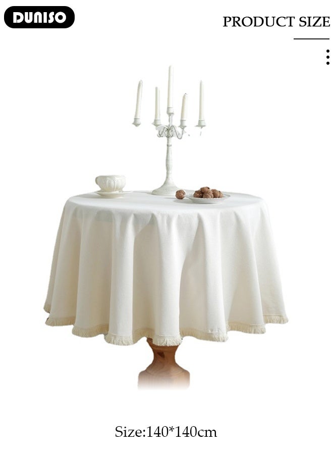 DUNISO أغطية طاولات دائرية من بوليستر، أقمشة طاولات قابلة للغسل، أغطية طاولات لغرفة الطعام، المطعم، الحفلات والمطبخ 120 سم - Image 2