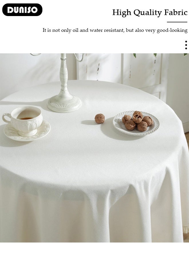 DUNISO أغطية طاولات دائرية من بوليستر، أقمشة طاولات قابلة للغسل، أغطية طاولات لغرفة الطعام، المطعم، الحفلات والمطبخ 120 سم - Image 3