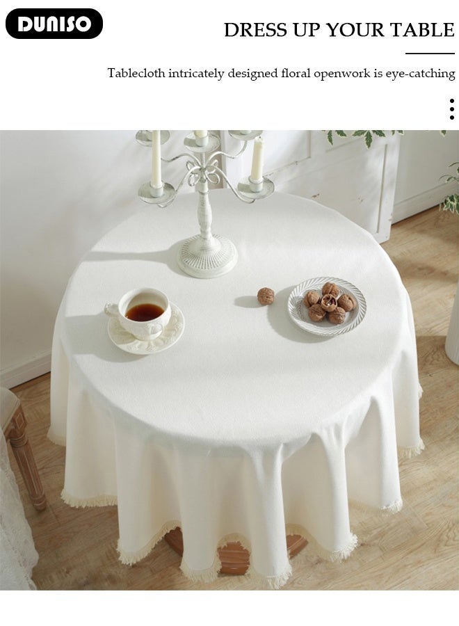 DUNISO أغطية طاولات دائرية من بوليستر، أقمشة طاولات قابلة للغسل، أغطية طاولات لغرفة الطعام، المطعم، الحفلات والمطبخ 120 سم - Image 4