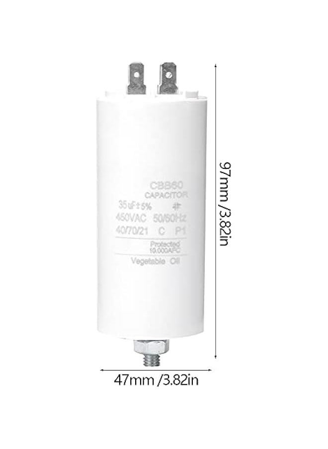 Generic CBB60 450V 35uF Motor Start Run Capacitor for Washing Machine with Screw and Nut, Thin Film High Conductivity Capacitor and Lightweight Portable Capacitor  - Image 3