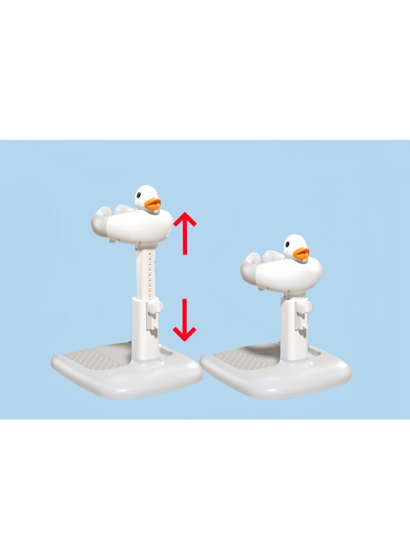 Foldable baby bath seat with adjustable armrest, standing support, and non-slip pad. - Image 3