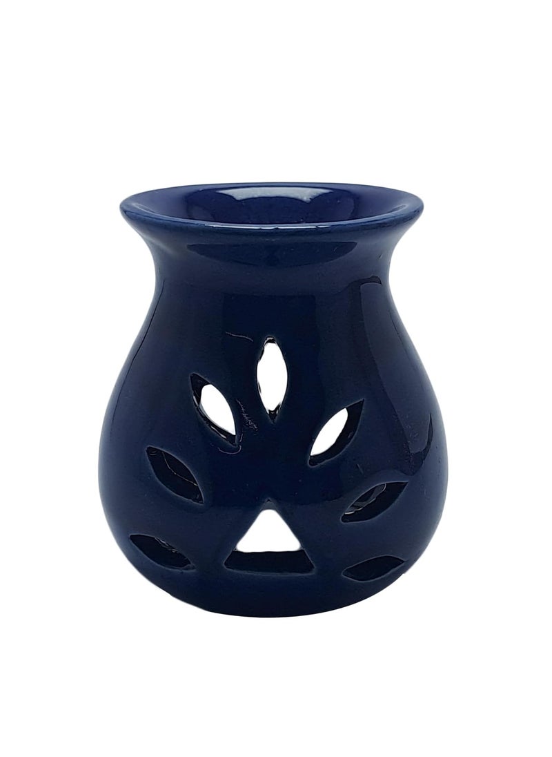 Uv Creation Uv Creation Ceramic Aroma Diffuser Oil Burner 11cm Leafs Design with 2 Tealight and Lavender Oil 
