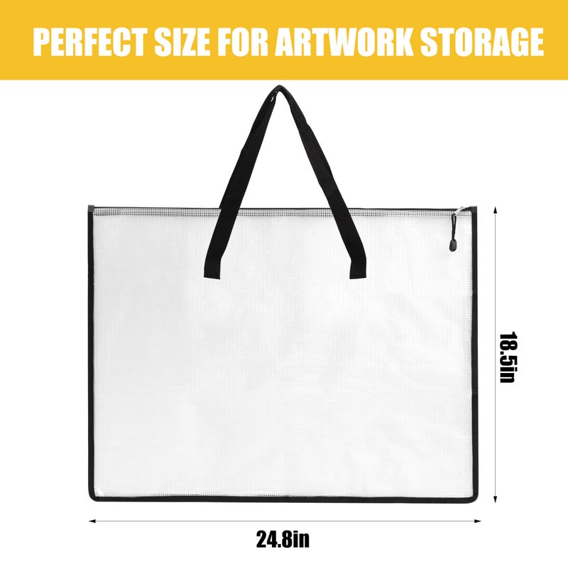 EOOUT 2 Pack 18.5x24.8 Inches Art Portfolio Case, Portfolio Folder for Artwork, Posters Storage Bag with Zipper and Handle Mesh Folder Organizers for Poster, Scrapbook, Keepsake and Bulletin Board - Image 2