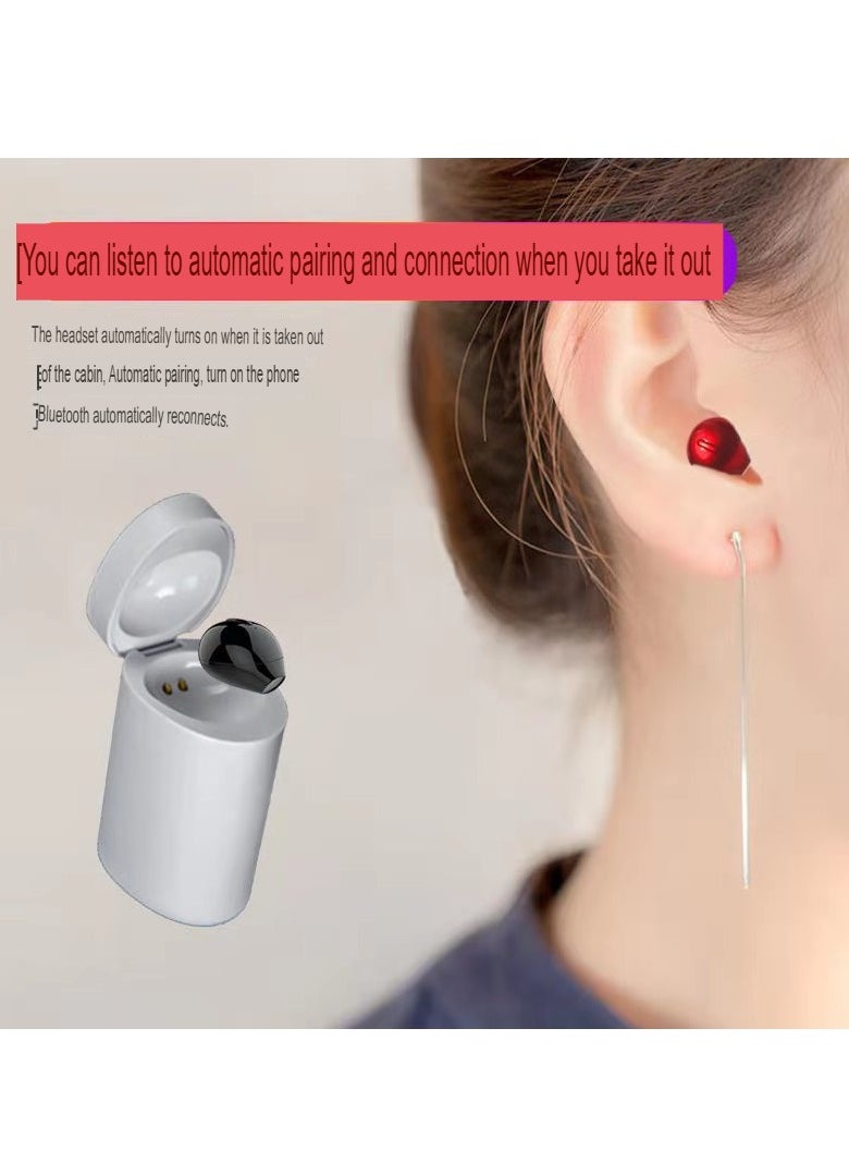 Generic - Mini Bluetooth Earpiece, Comfortable Lightweight Wireless Single Headphone, Portable Bluetooth Earbud With Charging Case, High Quality Sound Stereo Headset For Workout Running, (Red) - Image 1