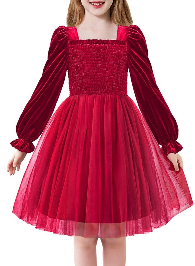 Arshiner Toddler Girl Red Dresses Long Sleeve Velvet Tutu Tulle Christmas Holiday Party Formal Princess Special Occasion Winter Toddlers Dress 3t - Image 1