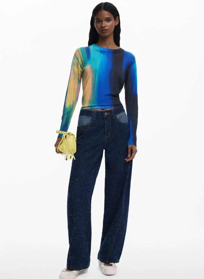 DESIGUAL Fine Vertically Gradient Sweater