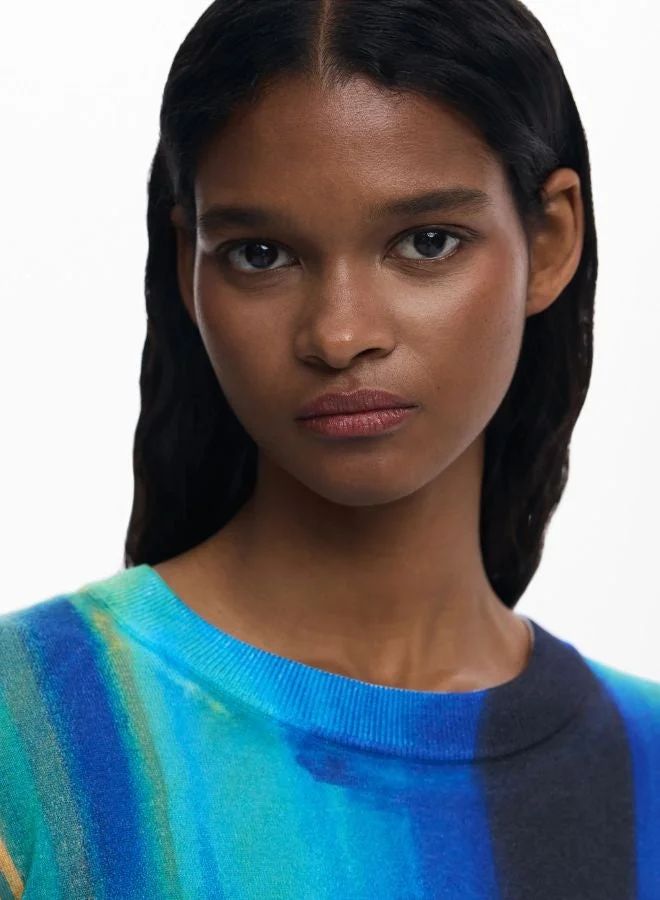 DESIGUAL Blue Fine Vertically Gradient Sweater for Women | Best Price UAE